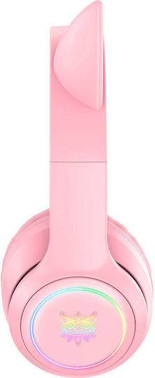 Onikuma B90 Ασύρματο Over Ear Gaming Headset με σύνδεση Bluetooth Ροζ