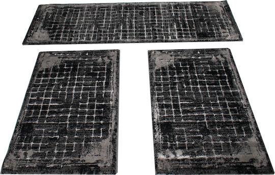 SpitiBazaar Schlafzimmer-Teppichsets Schwarz-Grau SB.00101 3Stücke SpitiBazaar Schlafzimmer-Teppichsets Schwarz-Grau SB.00101 3Stücke