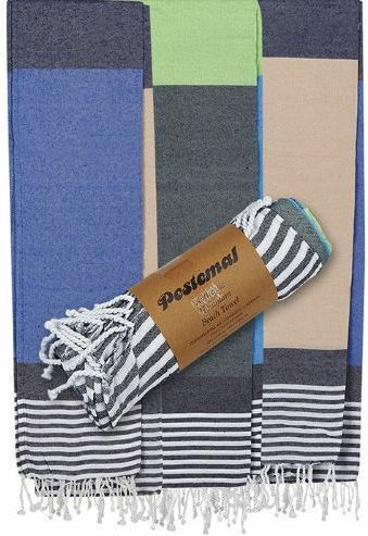 Summertiempo Beach Towel Cotton Blue with Fringes 180x90cm.