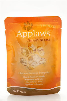 Applaws Natural Cat Food Nasses Katzenfutter für Katze in Beutel mit Kürbis und Huhn 70gr