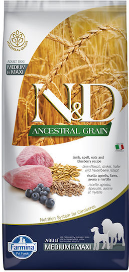 Farmina Lamb & Blueberry Adult Medium & Maxi 12kg Dry Food with Few Grains for Adult Medium & Large Breed Dogs with Lamb