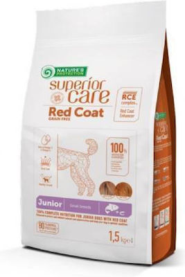 Nature's Protection Superior Care Red Coat 1.5кг Суха храна без Зърнени Храни за малки кученца с Сьомга