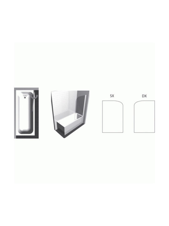 Ideal Standard Panel Διαχωριστικό Μπανιέρας 80x140cm Chrome