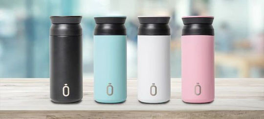 Runbott Glass Thermos Stainless Steel 350ml Black with Mouthpiece and Handle