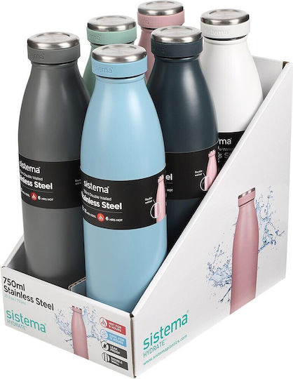 Sistema Stainless Steel Μπουκάλι Θερμός Ανοξείδωτο BPA Free 500ml Light Grey