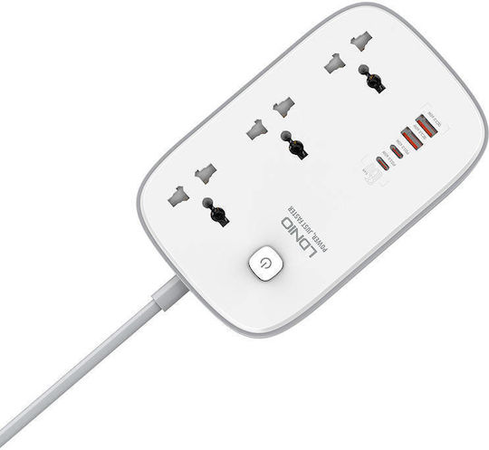 Ldnio Πολύπριζο 3 Θέσεων με 2 USB-A, 2 USB-C και Καλώδιο 2m Αγγλίας (Type G)