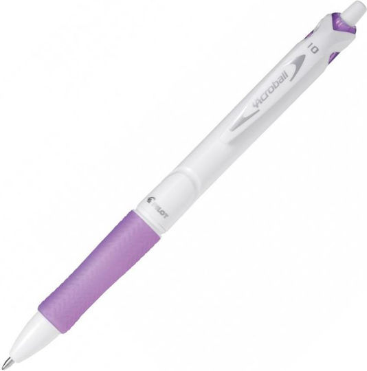 Pilot Acroball Pure White Pen Ballpoint 1mm with Purple Ink