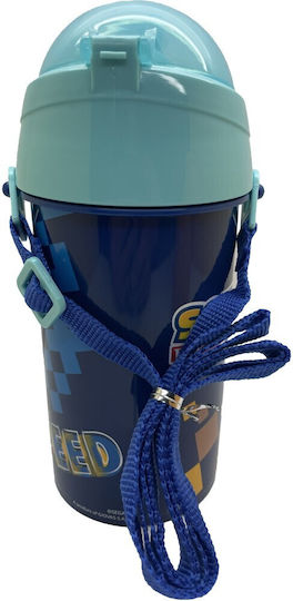 Gim Sonic Kids Water Bottle Plastic with Straw Blue 500ml