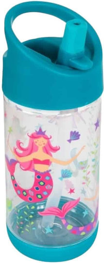 Stephen Joseph Flip Top Kids Water Bottle Plastic with Straw Turquoise 300ml