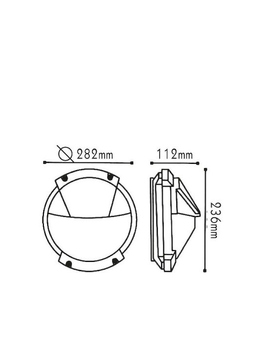 Aca Aplică Exterioară Tip Broască Țestoasă E27 IP54 28.2x23.6εκ.