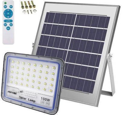 Jortan Στεγανός Ηλιακός Προβολέας LED 100W Ψυχρό Λευκό με Τηλεχειριστήριο IP66