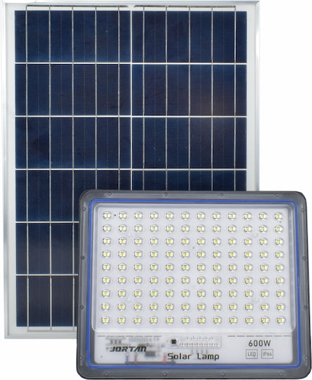 Jortan Στεγανός Ηλιακός Προβολέας LED 600W Ψυχρό Λευκό 6500K με Τηλεχειριστήριο IP66