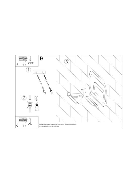 Sollux Saccon Modern Lamp Wall with Socket G9 White 47x17x13cm