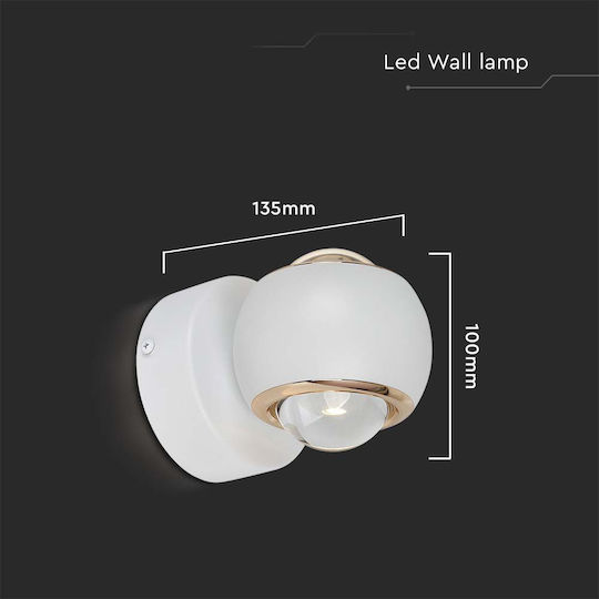 V-TAC Leuchte Wand mit Integrierter LED und Warmweißes Licht 13.5x10cm