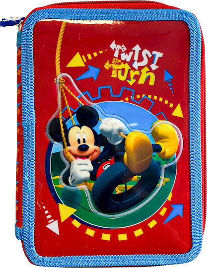 Diakakis Mickey Mouse Pencil Case with 2 Compartments Burgundy