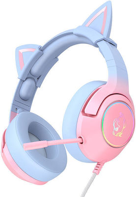 Onikuma K9 Over Ear Gaming Headset with Connection 3.5mm / USB Pink/Blue