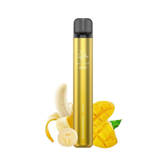 Elf Bar 600 V2 Ηλεκτρονικό Τσιγάρο μιας Χρήσης 600 Εισπνοών Banana 2ml 20mg Κίτρινο