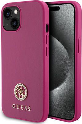 Guess Strass Metal Logo Plastic Back Cover Pink (iPhone 15)