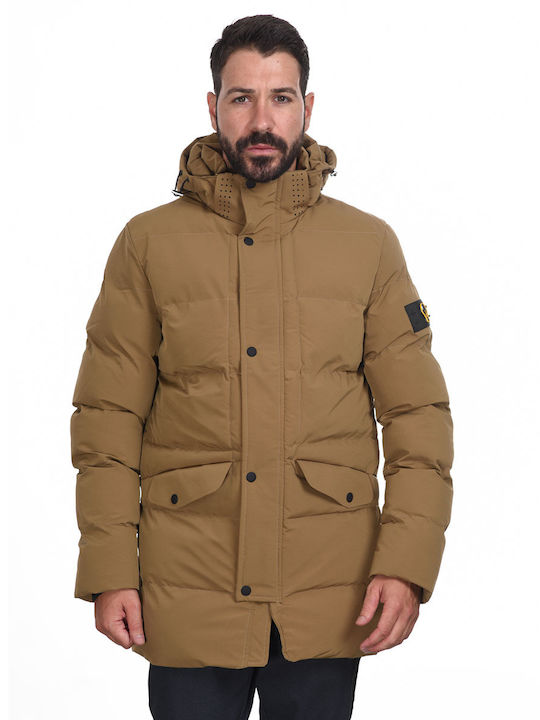 Biston Herren Winter Jacke Lässig Ντεμί Μουσταρδί