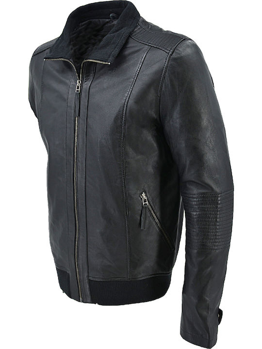 Δερμάτινα 100 Men's Winter Leather Jacket Black (Black)