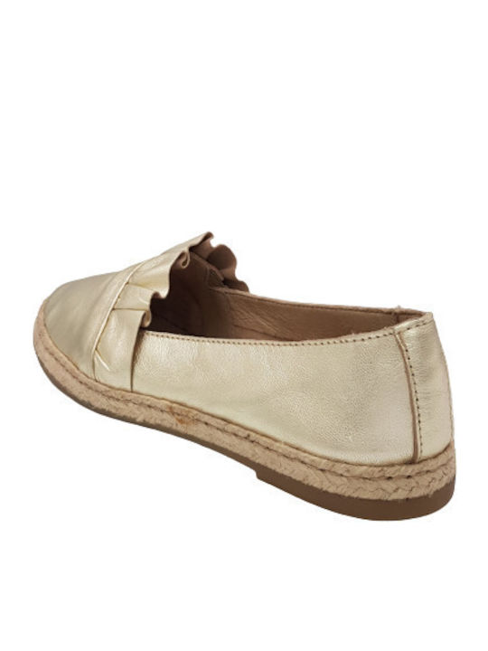 Women's Leather Espadrilles Gold