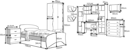 Dulap Pentru Copii Cu Ușă Dublă Și 2 Sertare Maro 79x190cm