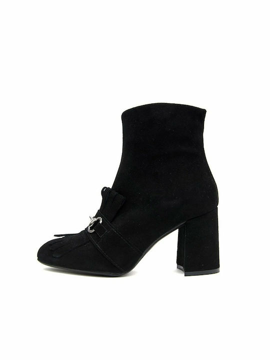 Once Suede Women's Ankle Boots with High Heel Black