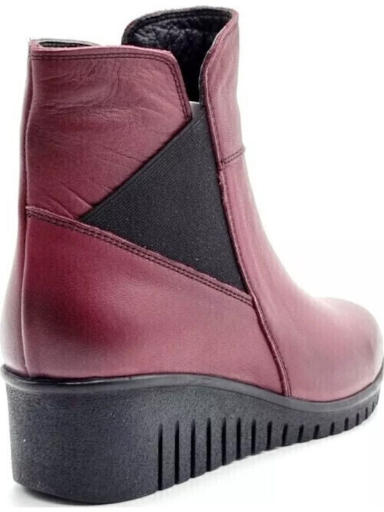 Leder Stiefeletten Damen Burgundisch