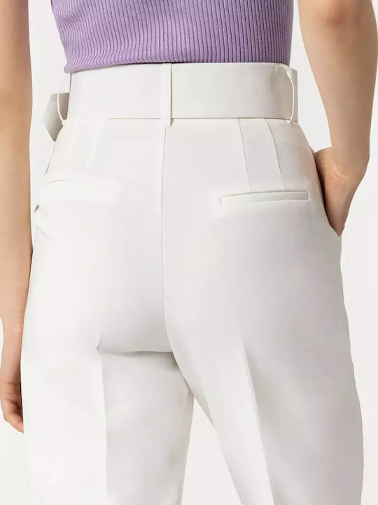 Women's High-waisted Chino Trousers Off-White.