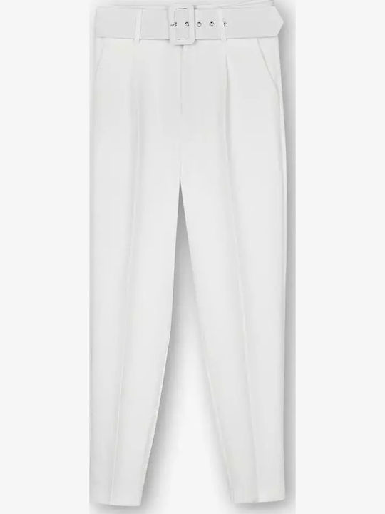 Women's High-waisted Chino Trousers Off-White.