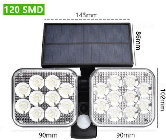 Wall Mounted Solar Light 1500lm Cold White 6000K with Motion Sensor and Photocell IP65 21cmx17cmcm