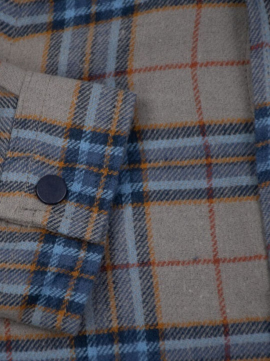 Kids Checked Shirt Long Sleeve Gray
