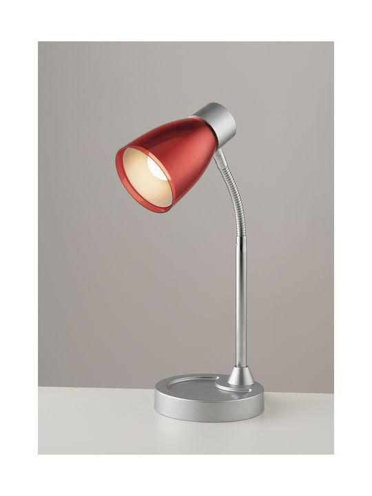 Fan Europe Arkimede Office Lamp with Flexible Arm for Socket E14 in Red Color