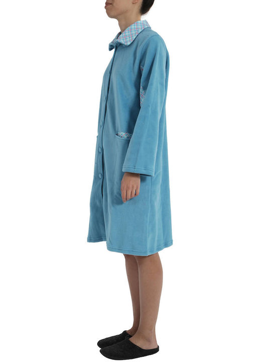 Pepita Winter Women's Robe Light Blue