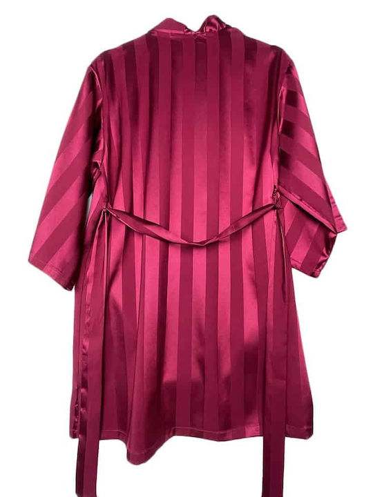 Lovelx Homewear Winter Women's Satin Robe Burgundy