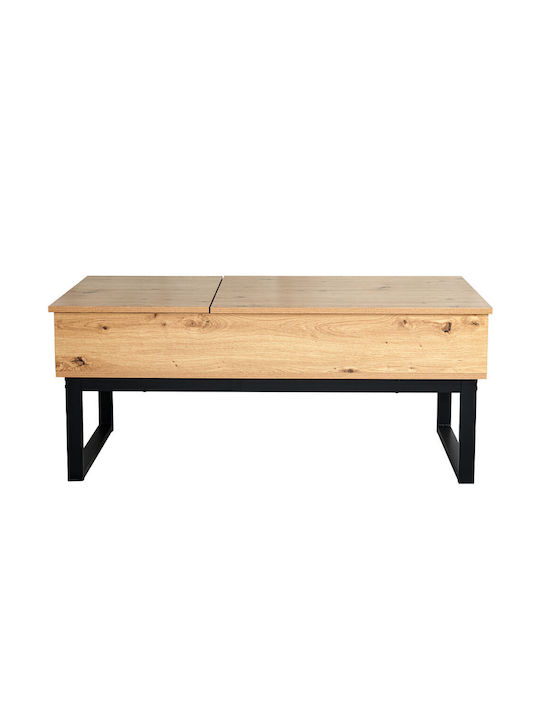 Rectangular Măsuță de Cafea Serve de Lemn cu Servitor Natural Black L109xP55xH46cm.