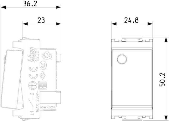 Vimar Recessed Wall Switch Commands Single Without Frame White