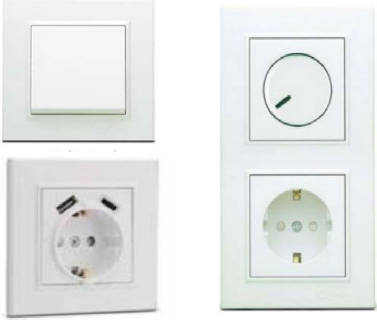 Makel Karea Recessed Wall Switch Lighting Triple with Frame White