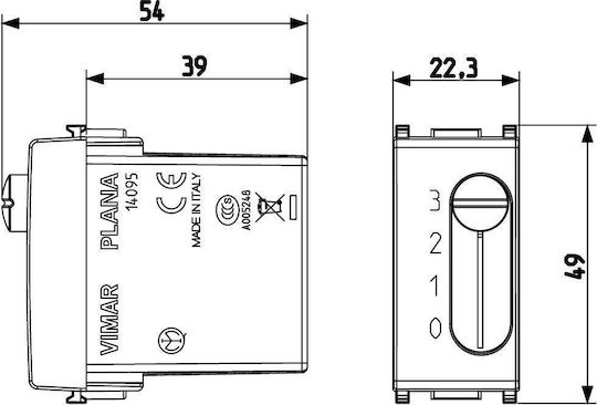 Vimar Plana Recessed Wall Switch Commands Single Without Frame White