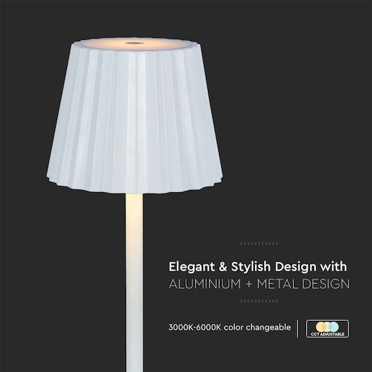 V-TAC Metal Table Lamp LED with White Shade and Base