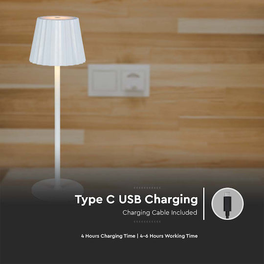 V-TAC Metal Table Lamp LED with White Shade and Base