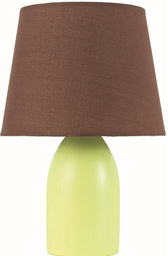 ARlight Stoff Tischlampe für Fassung E14 mit Braun Schirm und Grün Basis