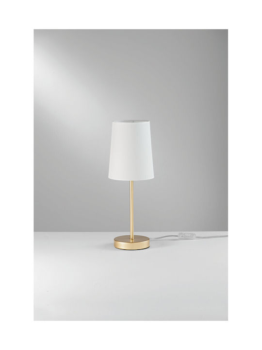 Fan Europe Metal Table Lamp for E14 Socket with White Shade and Gold Base