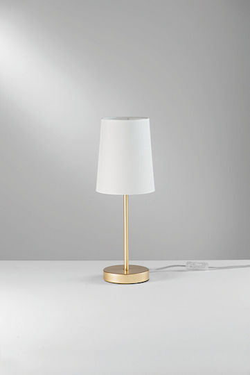 Fan Europe Sally Isallyloro Lampa De Masă Metalică Pentru Dulie E14 Cu Abajur Alb Și Bază Auriu
