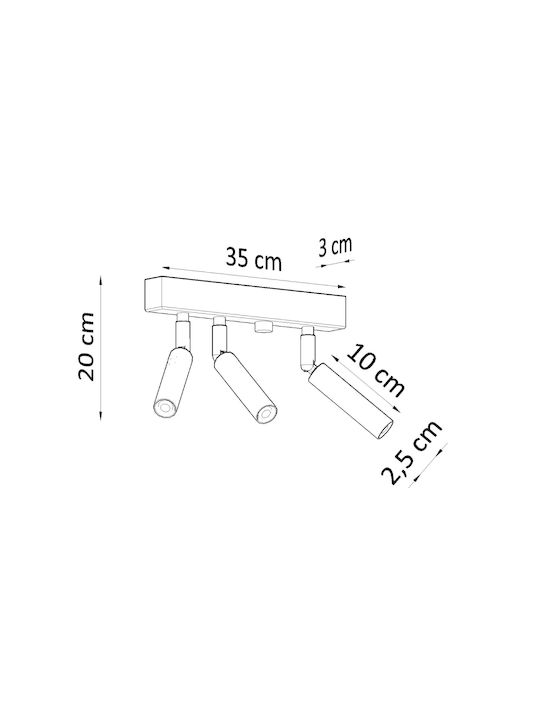 Sollux Eyetech 3 Triplu Spot cu Soclu G9 în Culoare Negru