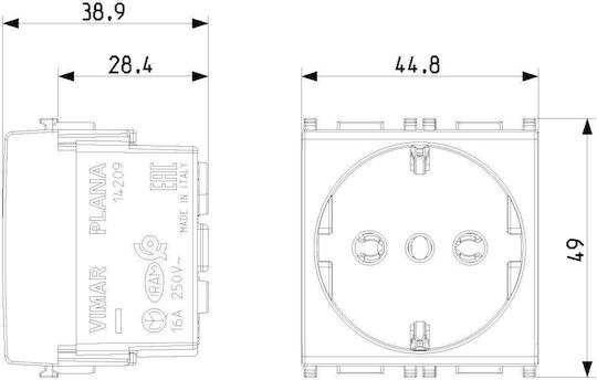 Vimar Plana Power Socket White 1pcs