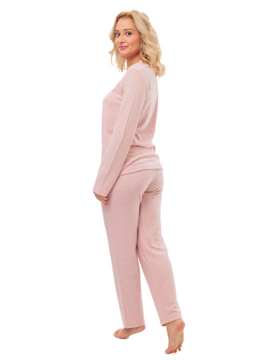 Angel's Secret Winter Damen Pyjama-Set Braun