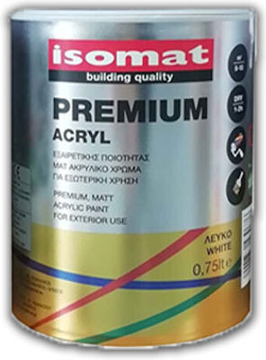 Isomat Acryl Plastic Acrilyc Paint for Exterior Use White 750ml