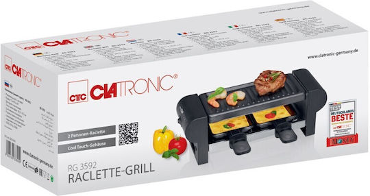 Clatronic Επιτραπέζια Ηλεκτρική Ψησταριά Raclette Αυλακωτής Πλάκας 350W 20.5x10.5εκ.