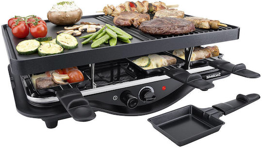 Steba RC 28 Tabletop Electric Grill Raclette Aluminium Smooth and Ribbed Plate 1400W with Adjustable Thermostat 45cmx30cmcm